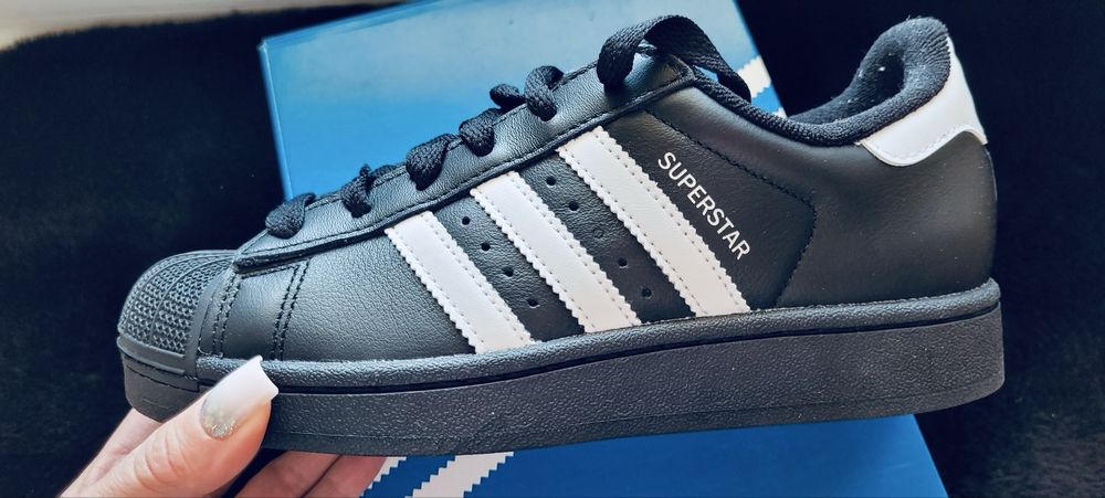 Adidas superstar sneakersy czarne oryginalne półbuty trampki