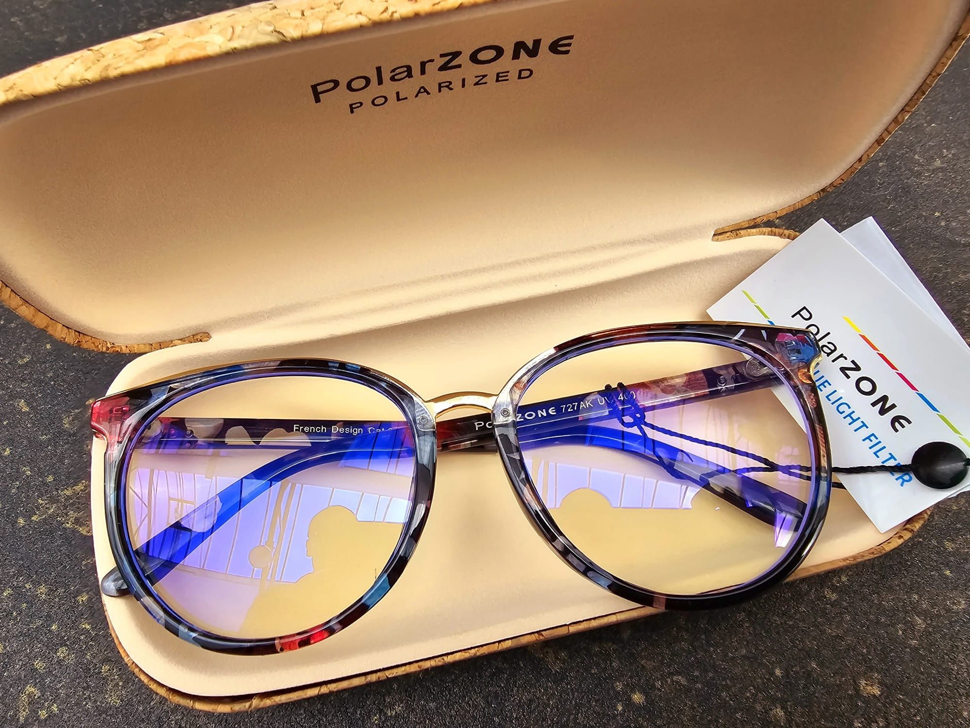 Nowe modne okulary zerówki damskie marki Polarzone Blue Light Filter