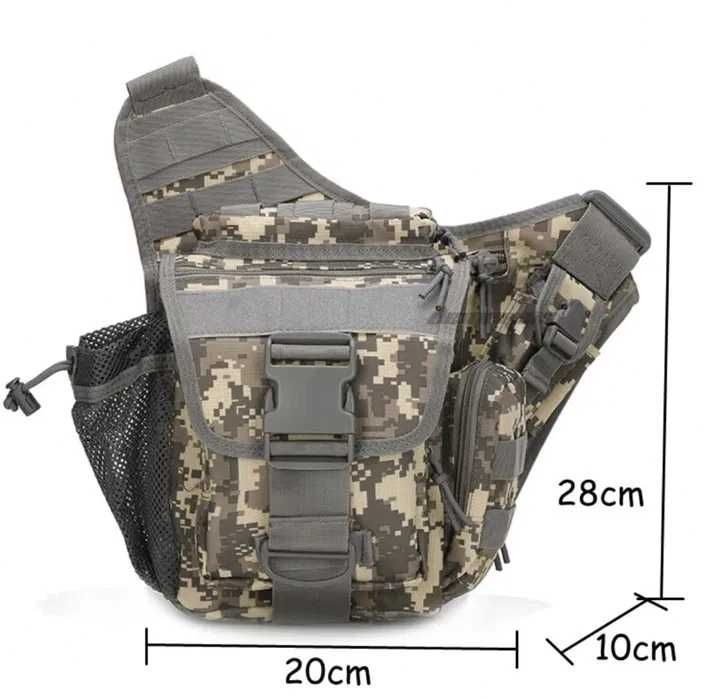 Військова сумка тактична через плече 10л мультикам / олива / койот