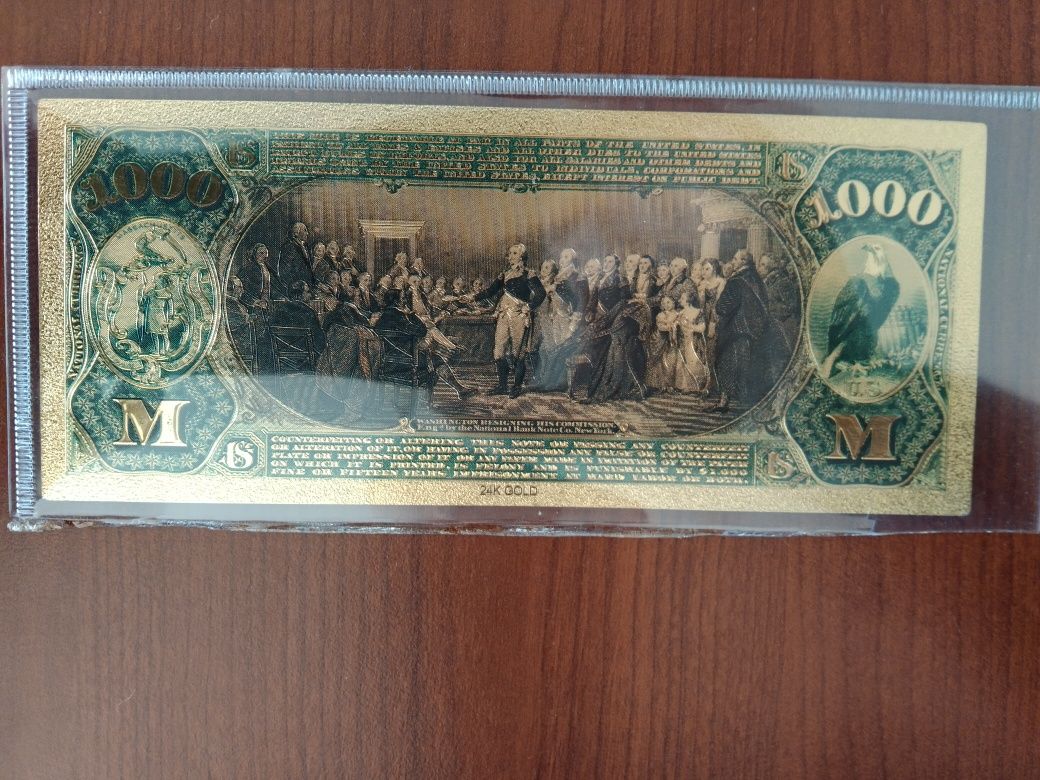 Prezent na komunię świętą banknoty kolekcjonerskie pozłacane 5 sztuk 2