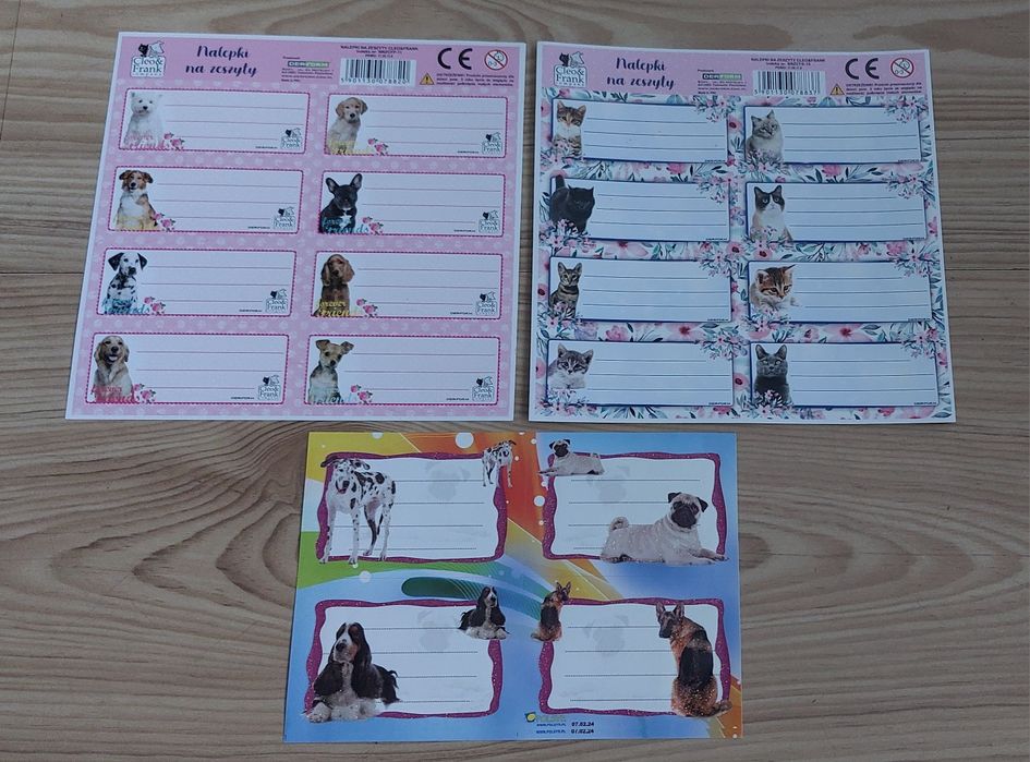 Naklejki na zeszyty Psy i Koty 20 szt.