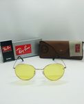 Очки для водителей антифары желтые Ray Ban Round Metal 3448 Gold|Lemon