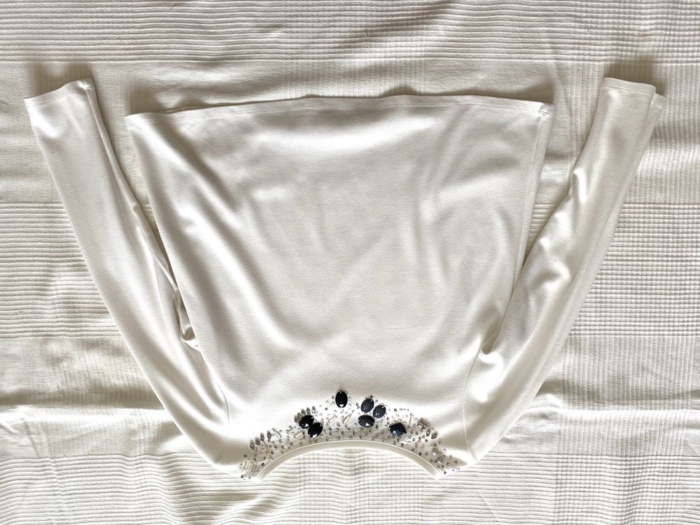 Bluzka biała z klejnotami elegancka Mexx rozmiar L