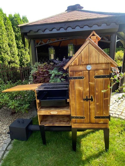 Wędzarnia Drewniana Ogrodowa z Grillem 2 w 1