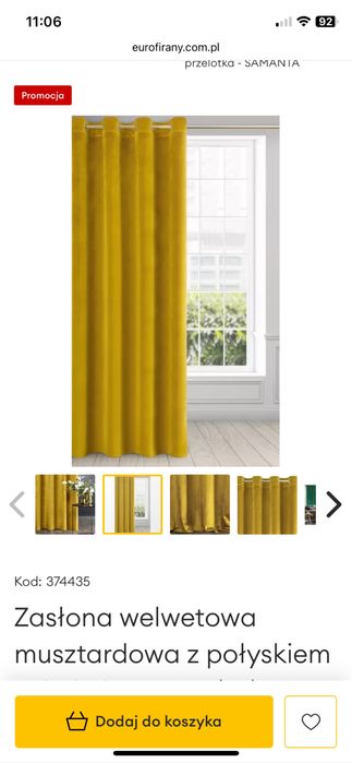 Zasłony złote musztardowe welwet eurofirany 4szt