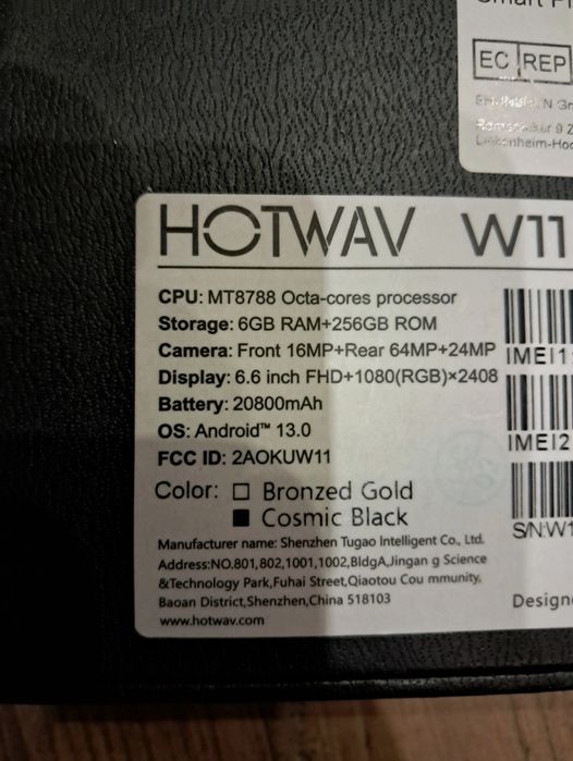 Hotwav W11 bateria 20 800 mAh • Android 13