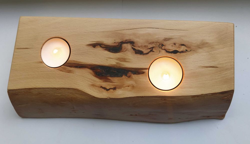 Świecznik Prezent Z Drewna Bukowego Typu Tealight 2