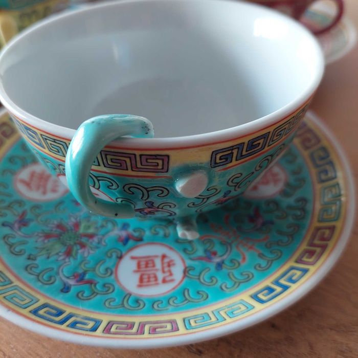 Chińska porcelana filiżanki Vintage "Mun Shou"