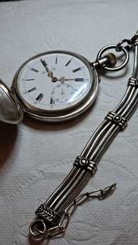 PAWEL BURE Srebrny zegarek kieszonkowy z dewizką