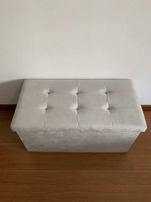 Puff c/ Arrumação - Cinza Claro (Veludo)