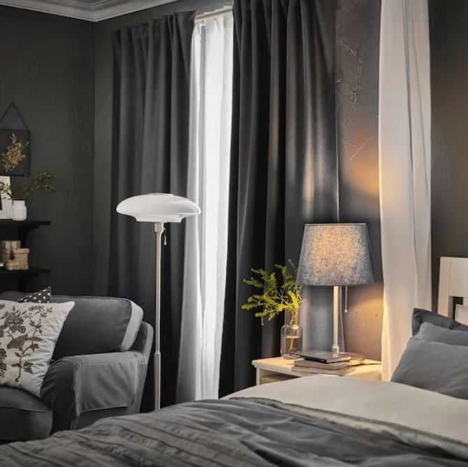 Zasłony IKEA ANNAKAJSA 145x300 szary grube kotary zaciemniające