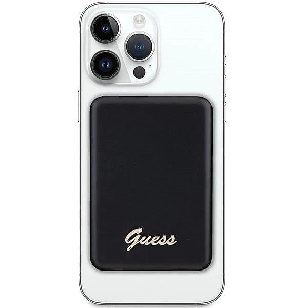 Powerbank indukcyjny Guess MagSafe Metal Script Logo 15W 5000mAh - cza