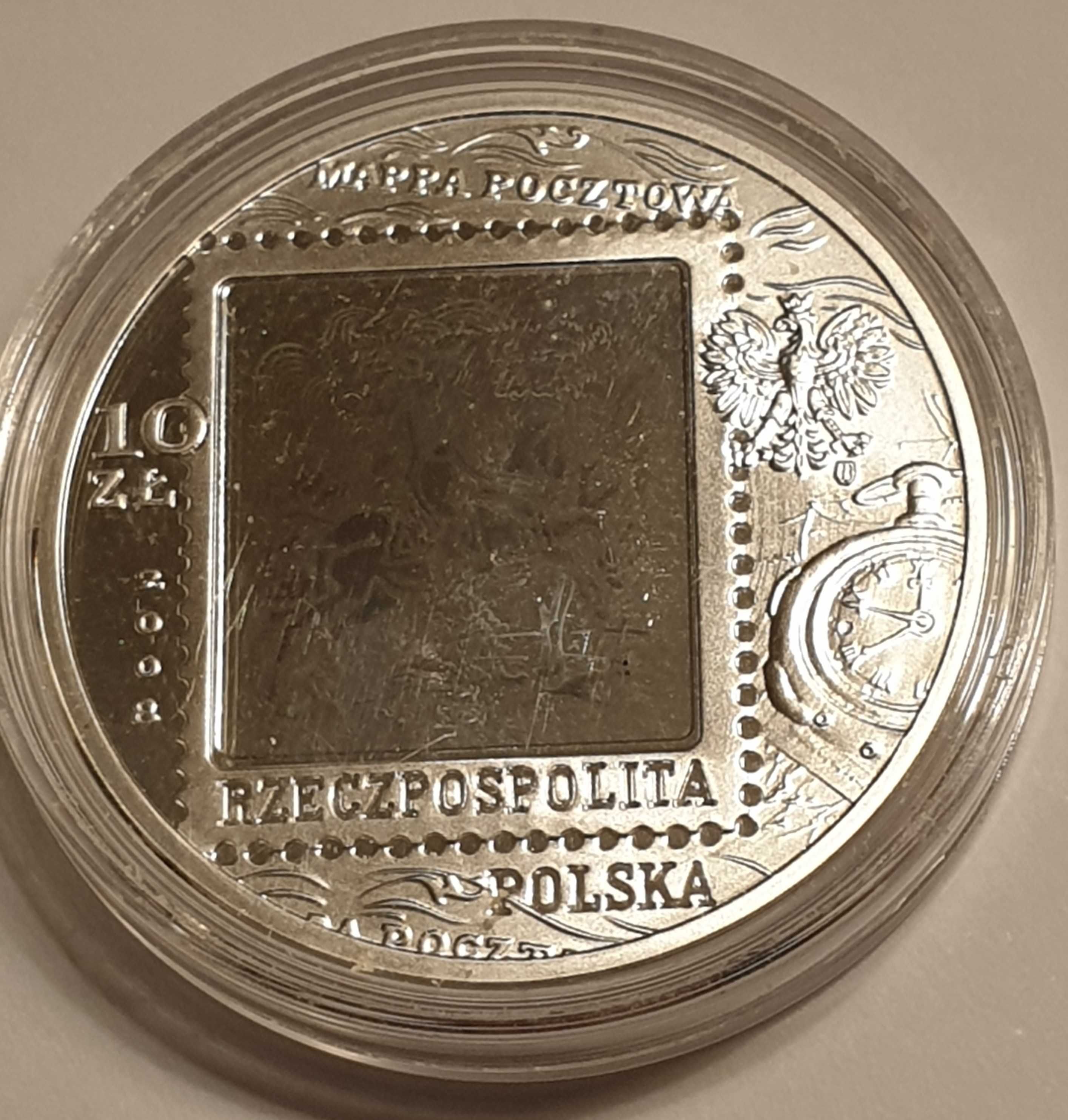 Moneta srebrna 10 zł. - 450 lat Poczty Polskiej 2008 r.