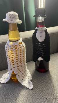 Ubranka na butelki dla pary młodej