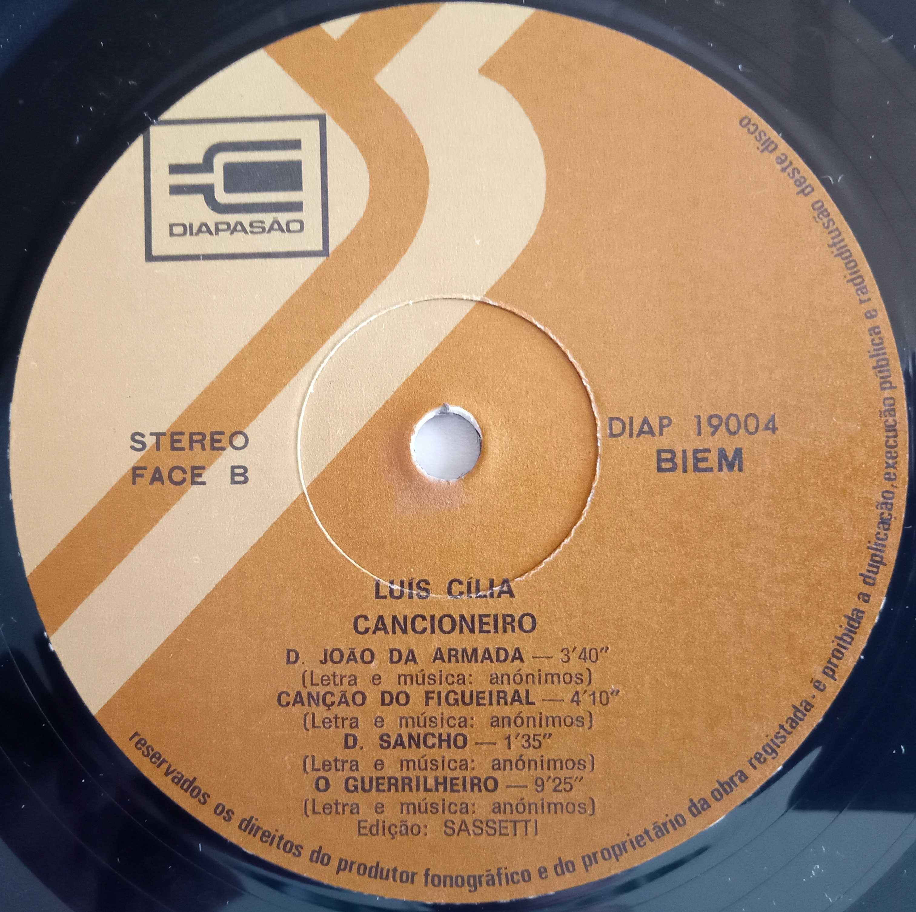 Luís Cília	- - - - -	Cancioneiro	- - - - -	LP