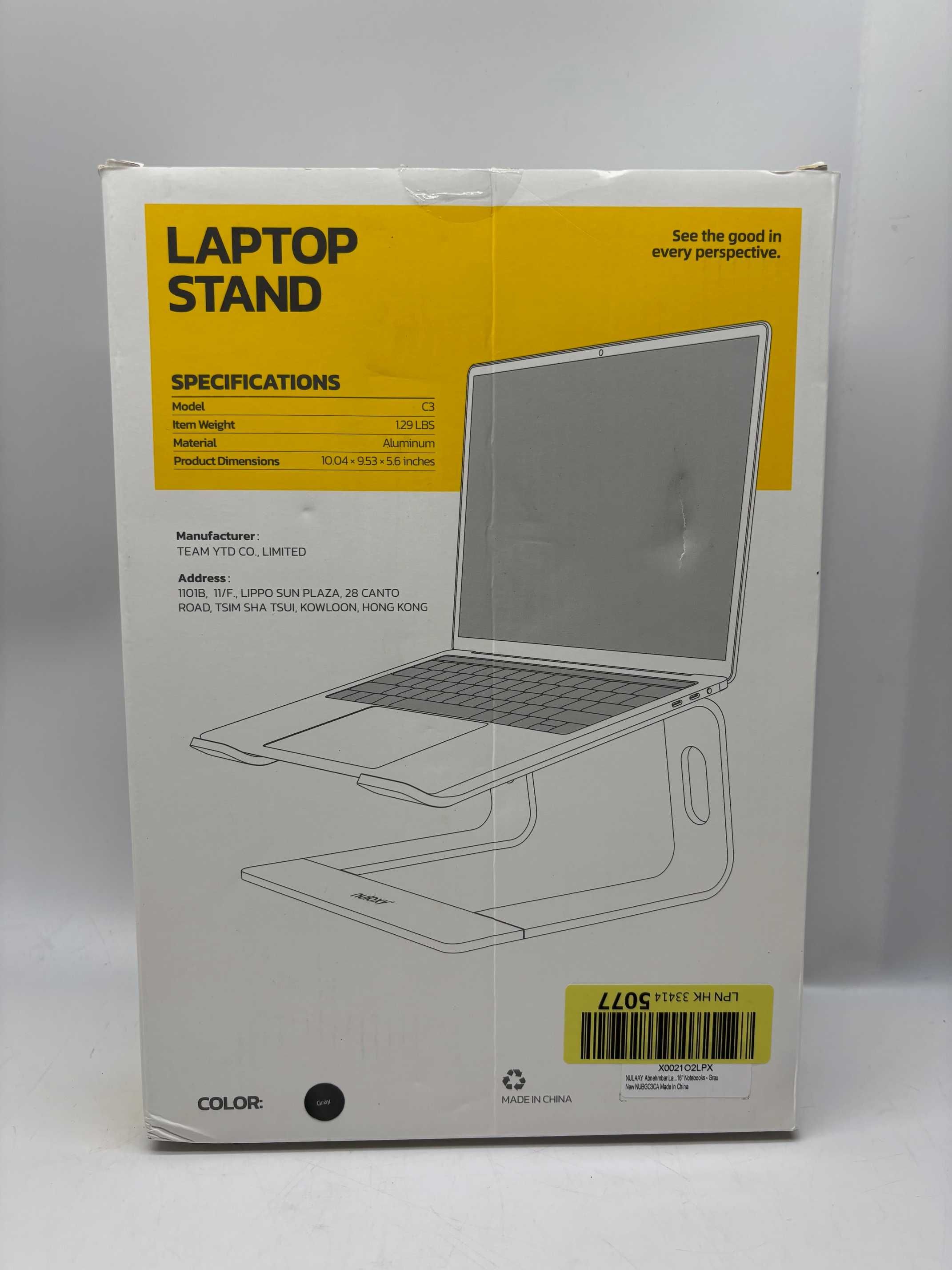 Aluminiowa podstawka na laptopa Nulaxy C3