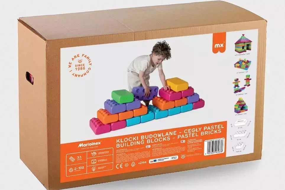 Klocki Budowlane Cegły 33el pastel. Mario-inex