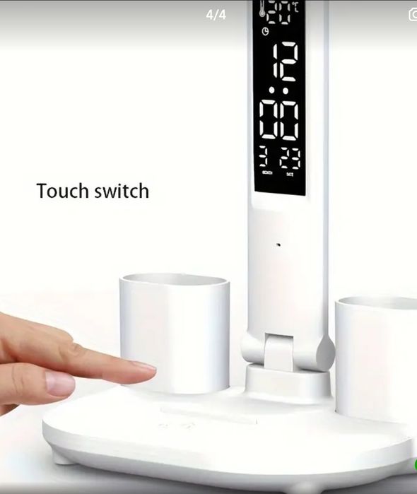 Настольная лампа с аккумулятором 40 LED с часами и термометром