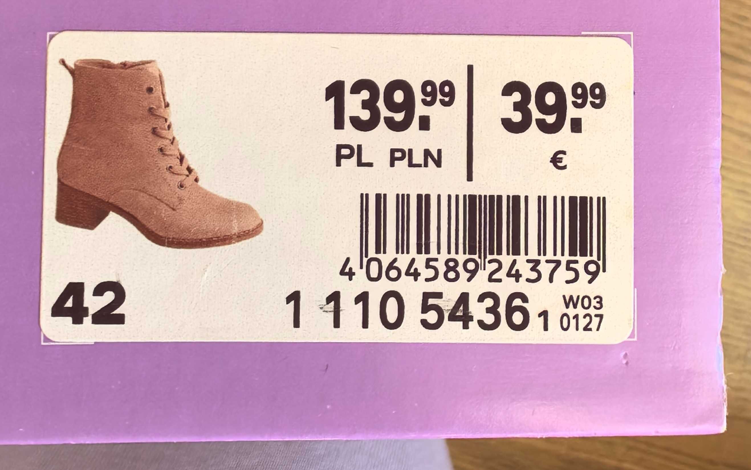 Nowe damskie buty zamszowe rozmiar 42