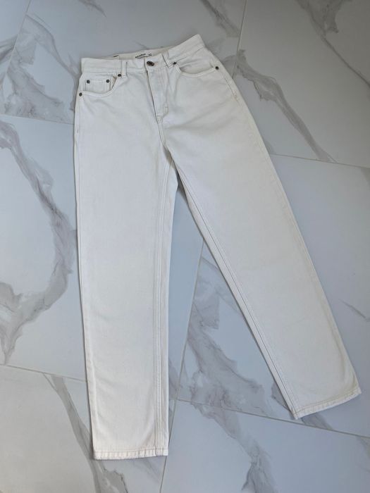 Джинси Pull&Bear 34 молочні світлий беж  mom джинсы короп топ рубчик