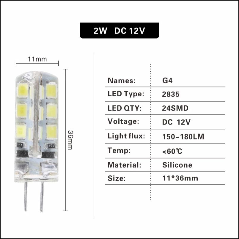 G4 LED 220-250V silikon ciepłe