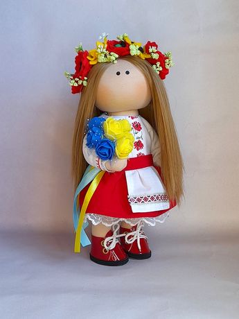 Кукла в украинском костюме.Лялька ручної роботи.Інтер'єрна лялька.