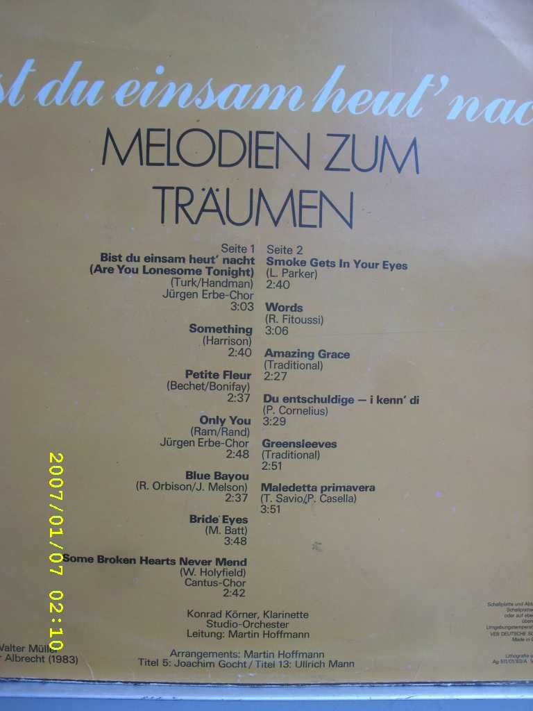 11. Plyta gramofonowa; Melodien zum traumen. - 1983 rok.