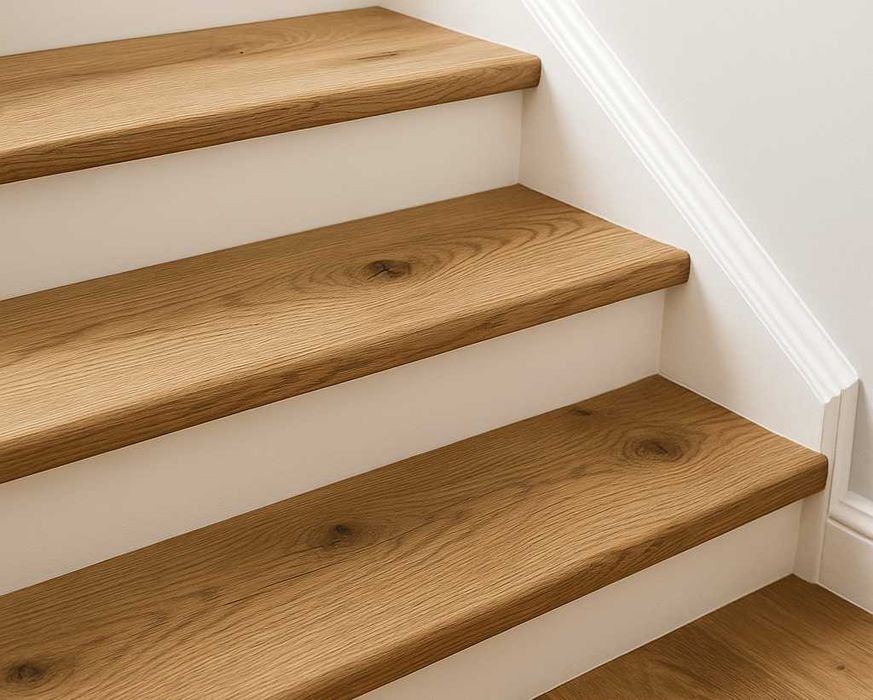 Schody, blaty dębowe, stopnie, trepy na sztuki, z montażem lub bez