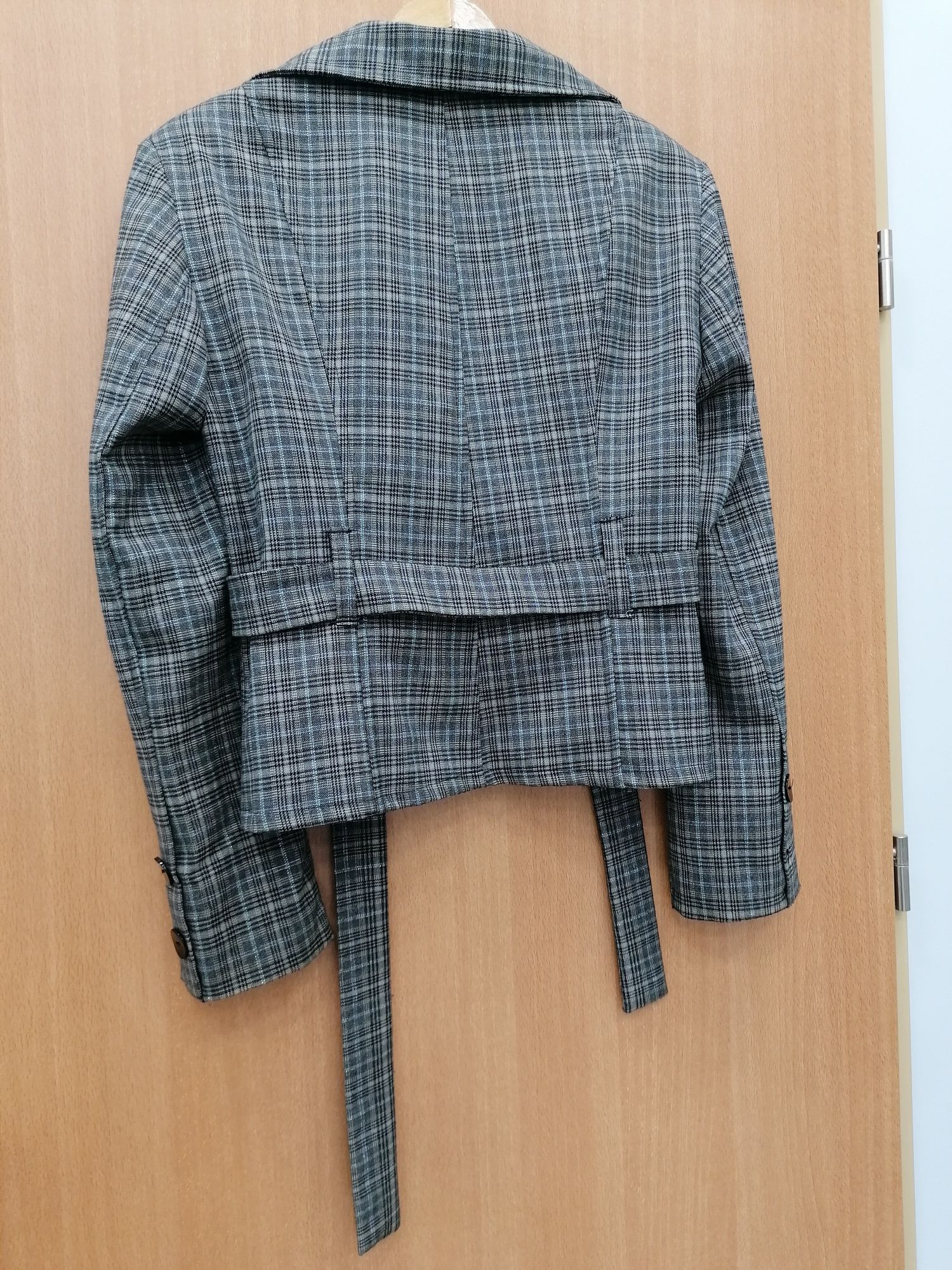 Garnitur marynarka i spodnie na kant M/38 szary w kratkę ZARA BASIC