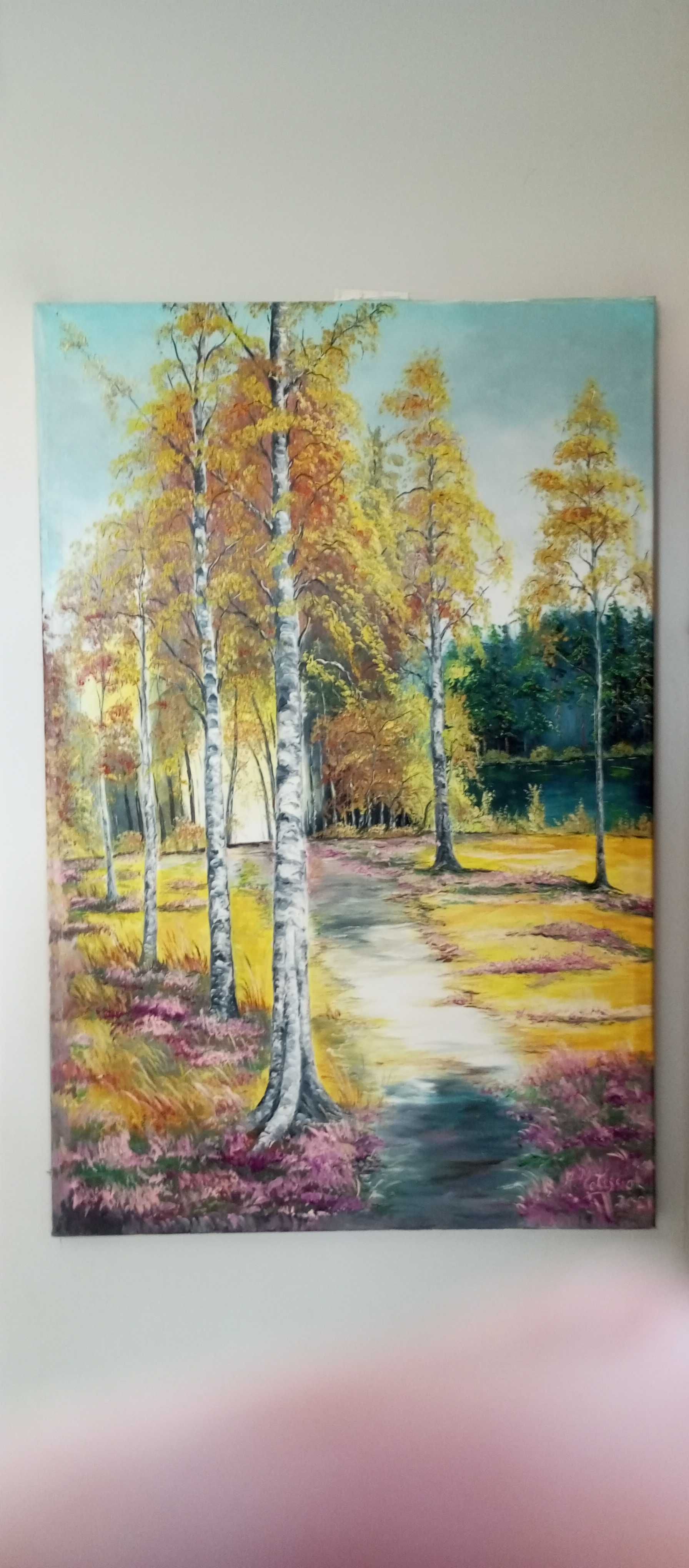 Obraz olejny,,Jesienny park"115x75