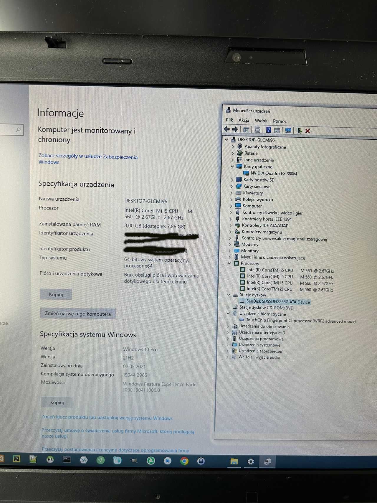 Lenovo ThinkPad 15,6'' i5 M560, 8GB RAM, SSD 256GB, Win 10 Pro