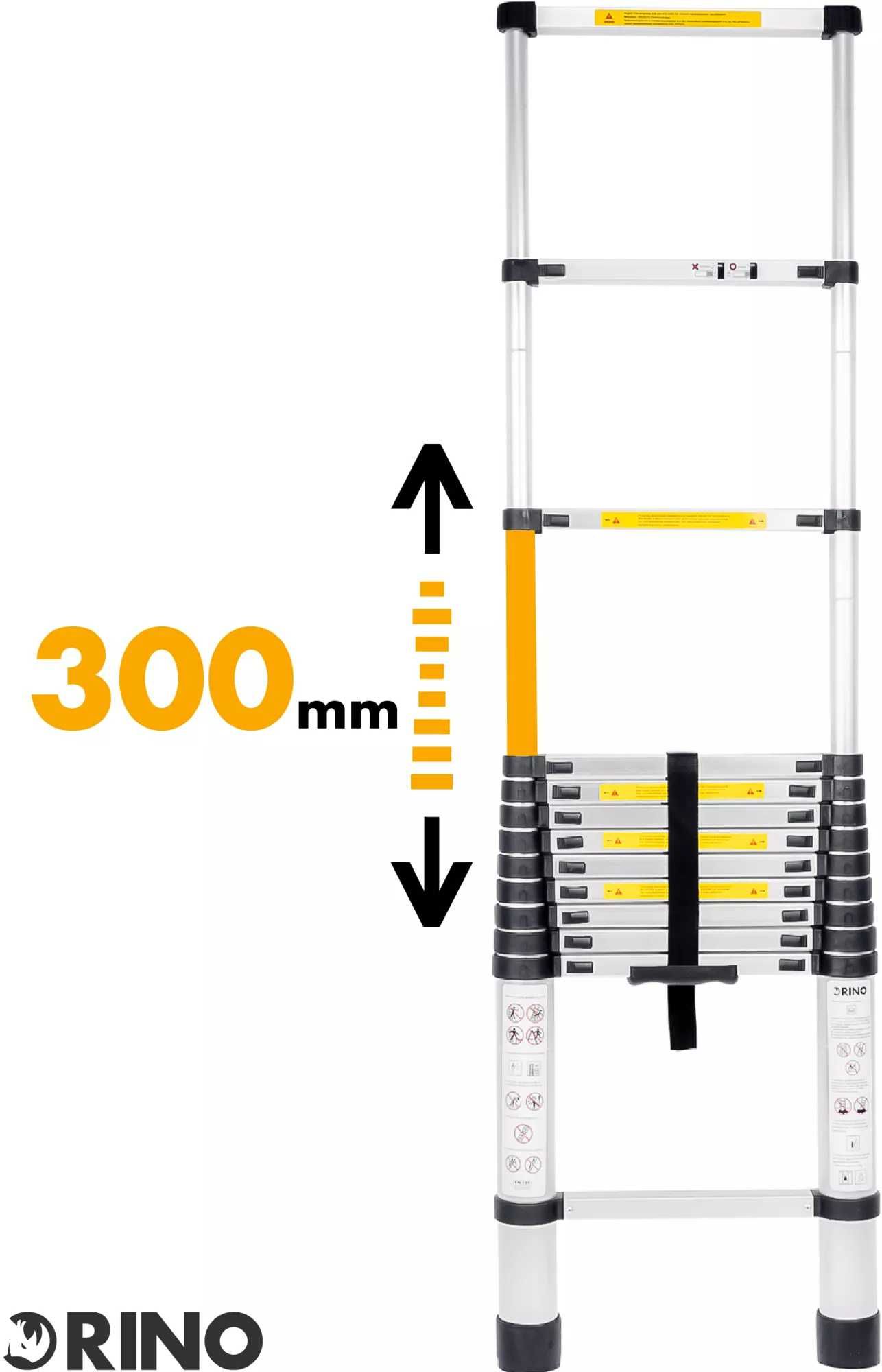 Drabina teleskopowa Rino LAD38ST 3,8 m 5,2 m 4,1 m 4,4 m 2,6 m 3,2 m