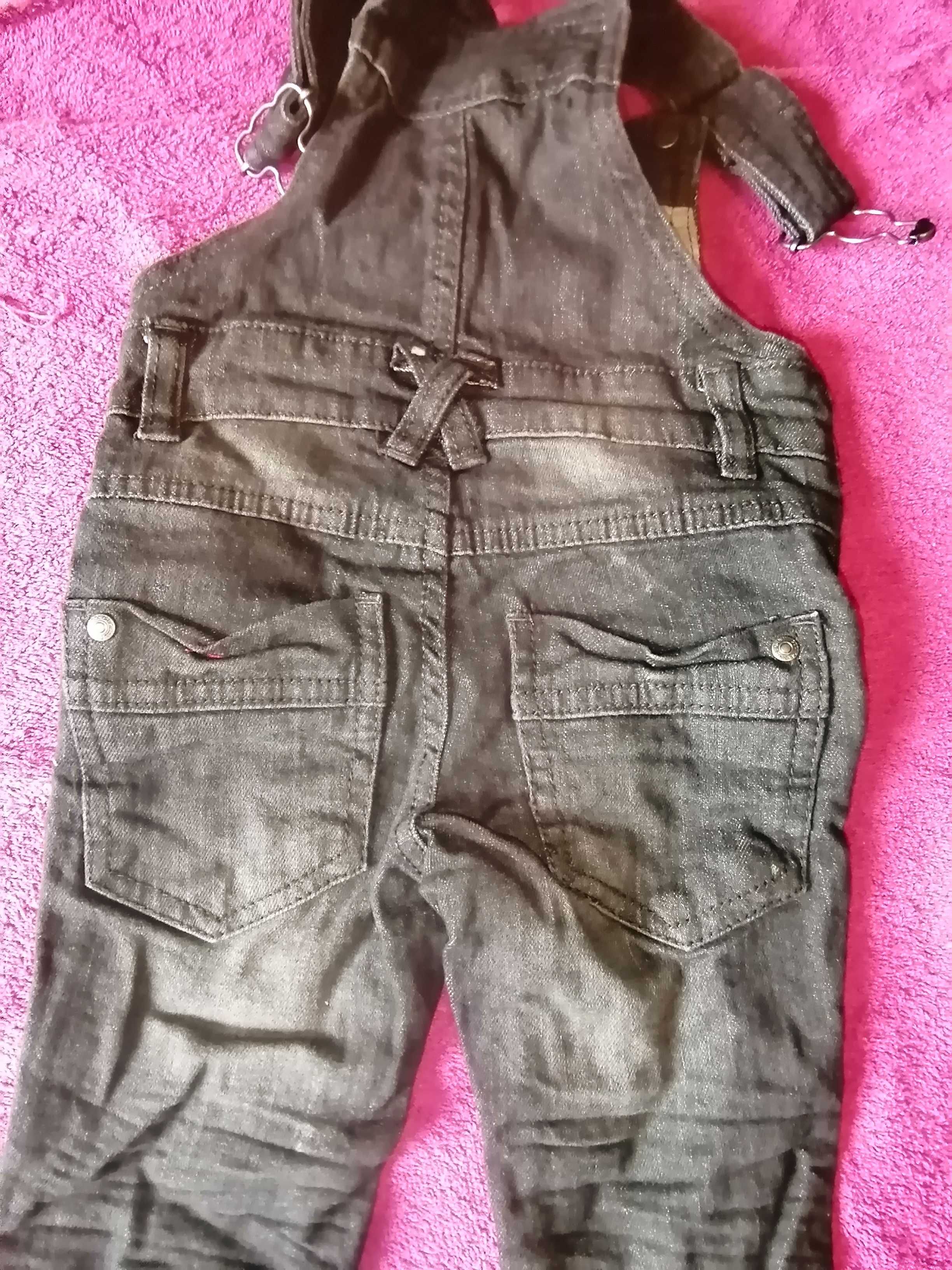 Ogrodniczki jeans ocieplane 74 cm