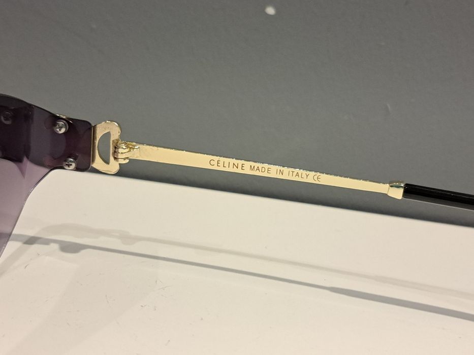 CELINE zlote nowe damskie okulary przeciwsłoneczne romby logowane