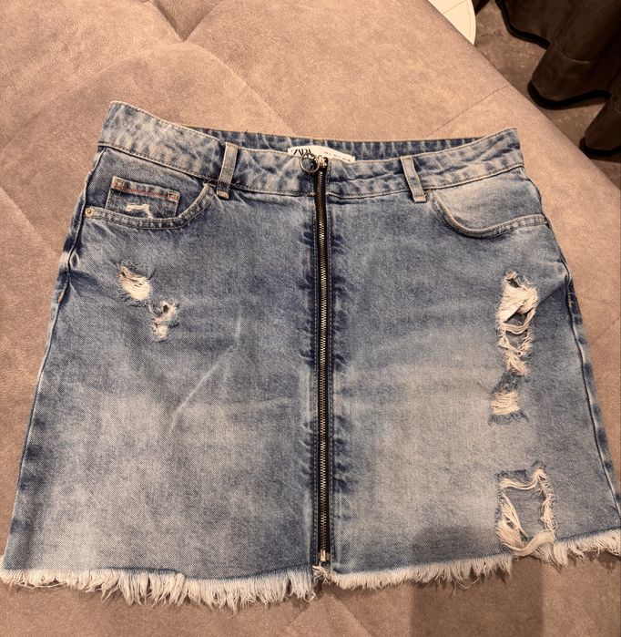 Джинсова спідниця zara синього кольору
