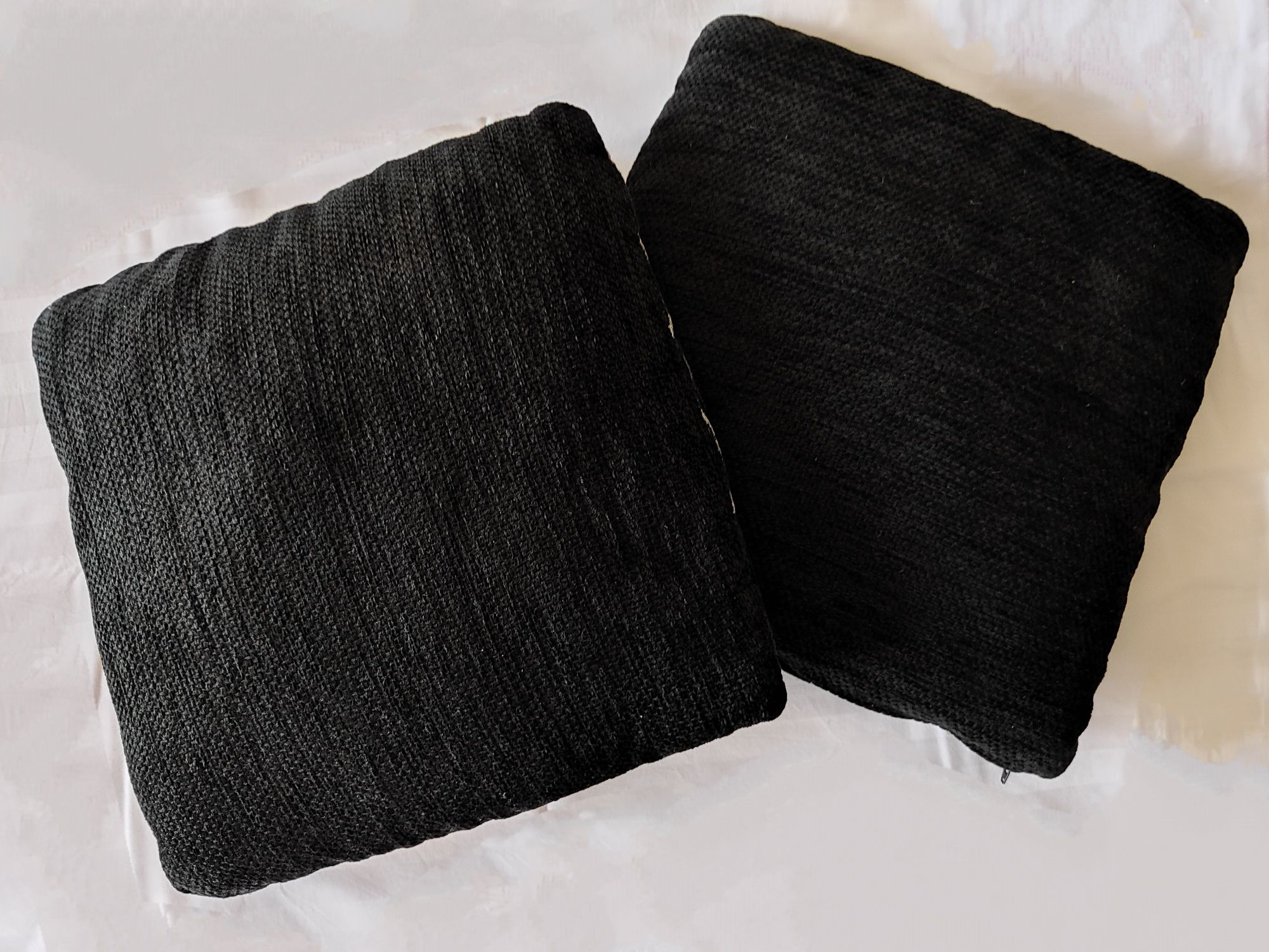 Чорний чохол на блискавці для диванна декоративна подушка, 2 шт