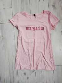 Margarita koszulka pudrowy róż L Sinsay damska t-shirt mieniące się na