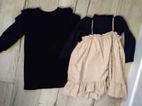 Sukienki eleganckie sztruksowa Zara falbanki H&M tanio idealne 98/104