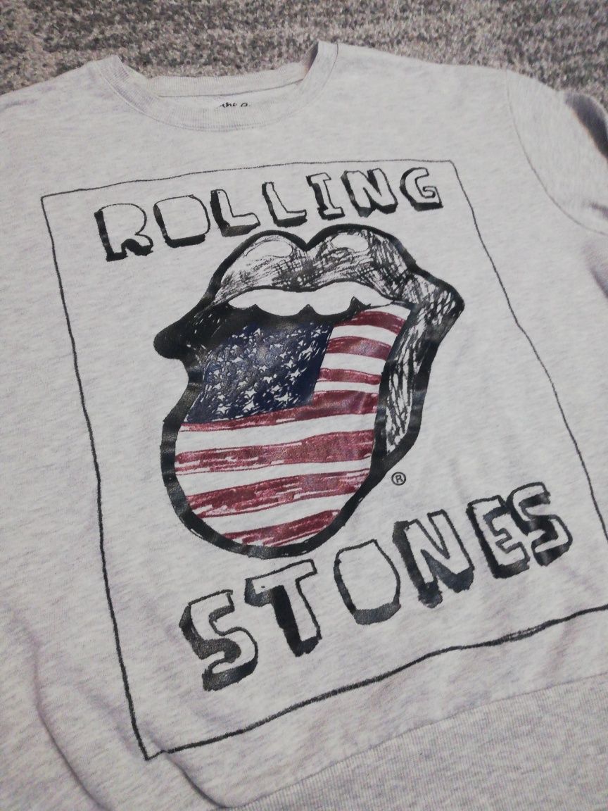 Rolling Stones bluza męska damska jasny szary beżowy kultowa idealna