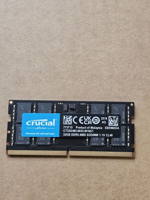 Пам'ять для ноутбуків Crucial 32 GB SO-DIMM DDR5 4800 MHz (CT32G48C40S