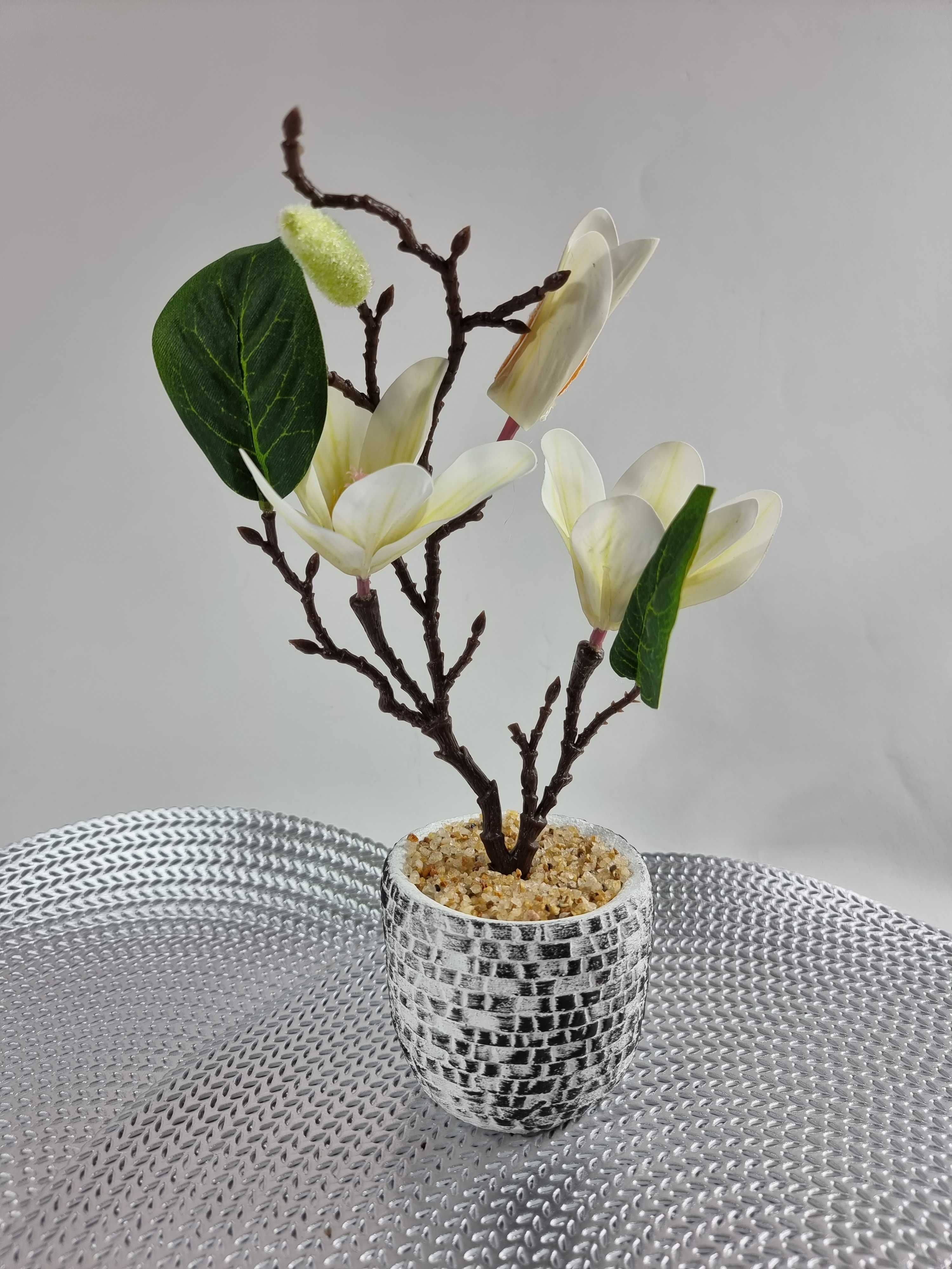 Sztuczny kwiat Magnolia ceramicznej doniczce sztuczne kwiaty jak żywe