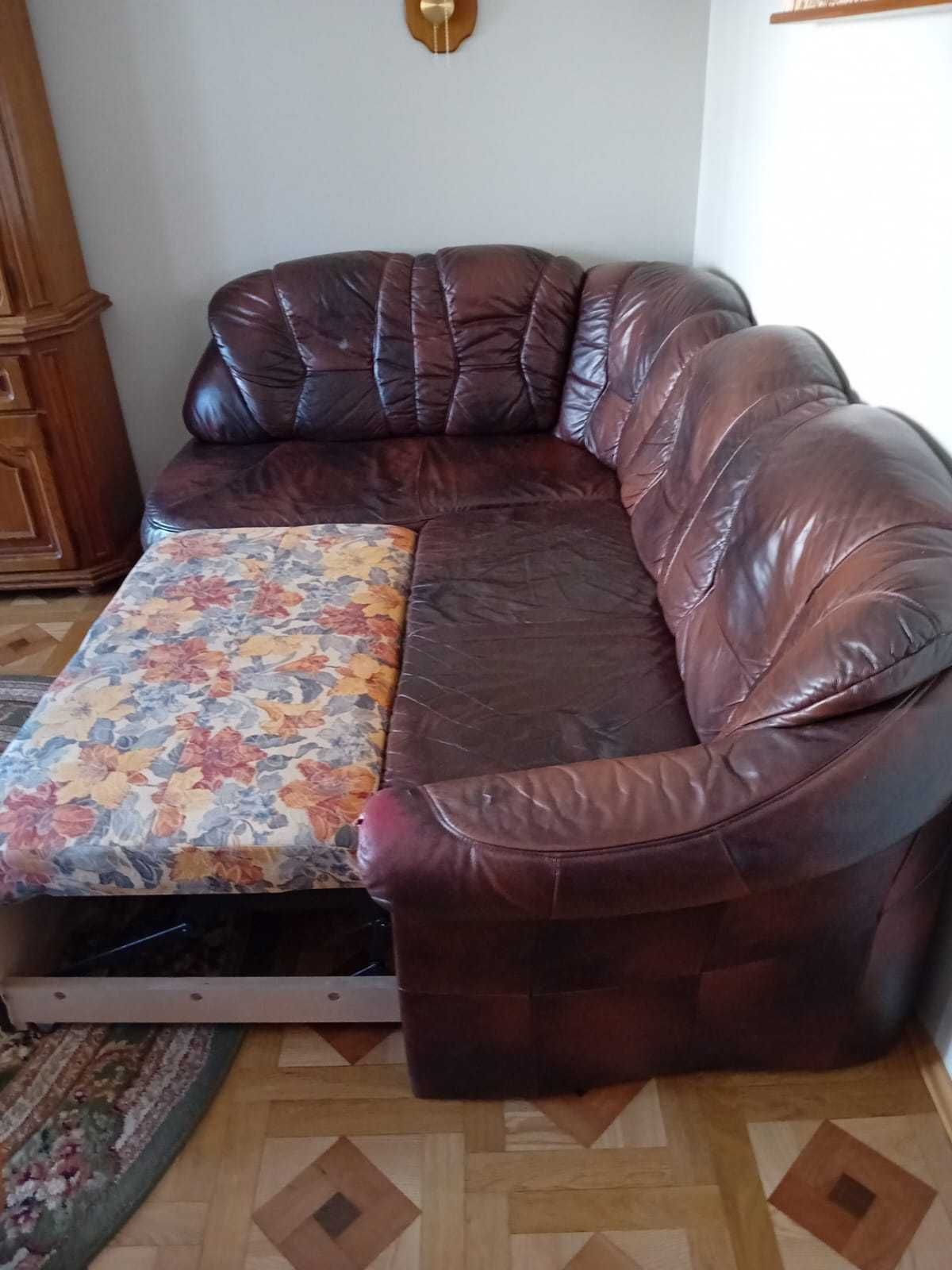 Narożnik skórzany z fotelem