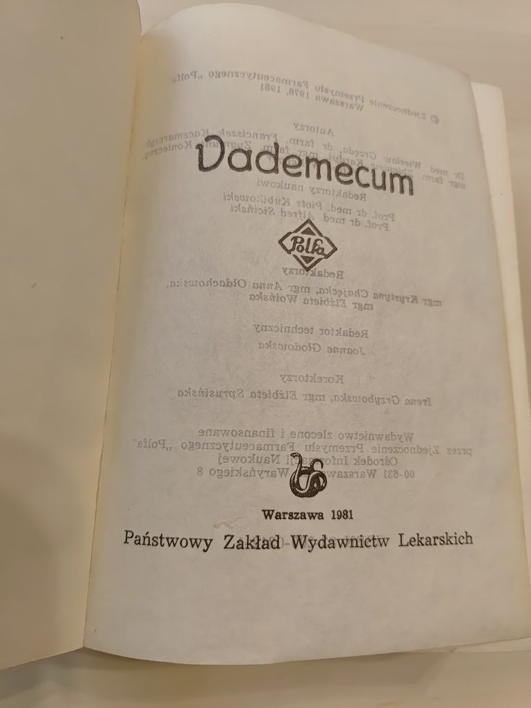 Vademecum Polfa 1981 spis leków