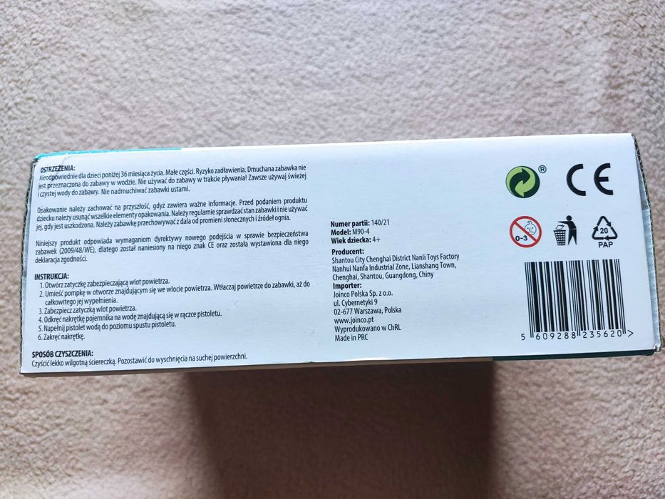 Dmuchany pistolet na wodę JEDNOROŻEC lub DELFIN + pompka DUŻY