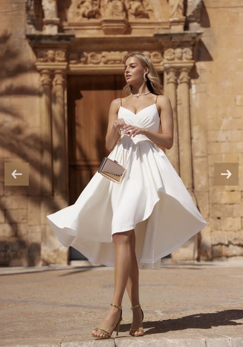 Asymetryczna Śmietankowa Sukienka Midi brenda Lou