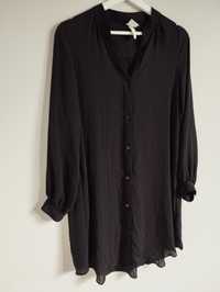 Czarna koszula tunika kreszowana, niemnąca r. 34 XS H&M