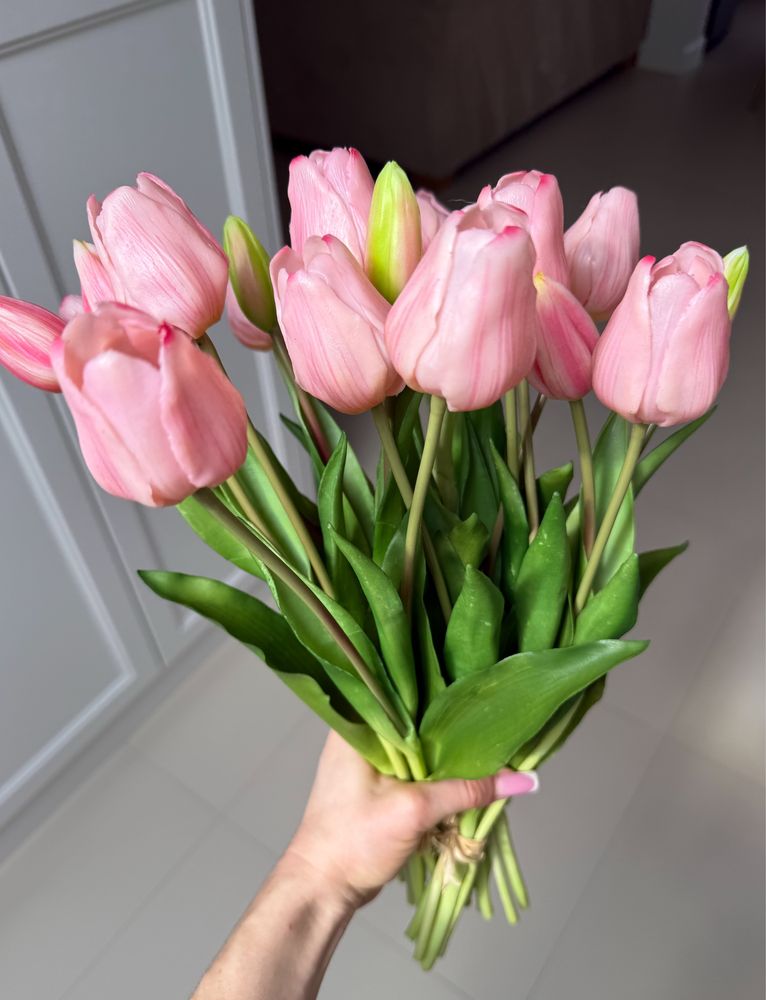 Bukiet tulipanów 5 pęczków tulipany silikonowe różowe home&you
