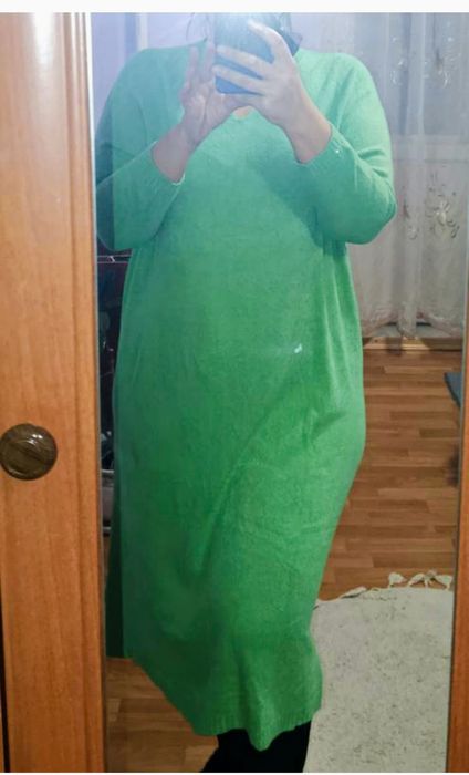 Платье зелёное длинное