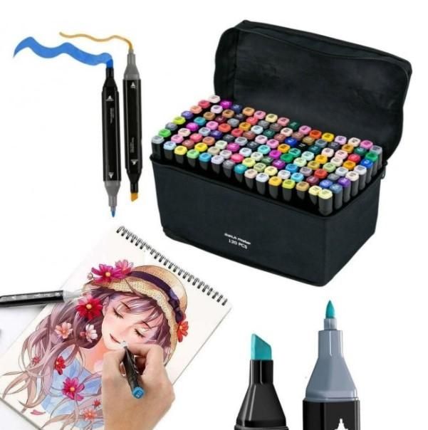 Набор маркеров для скетчинга 120 шт  Двухсторонние Скетч маркеры