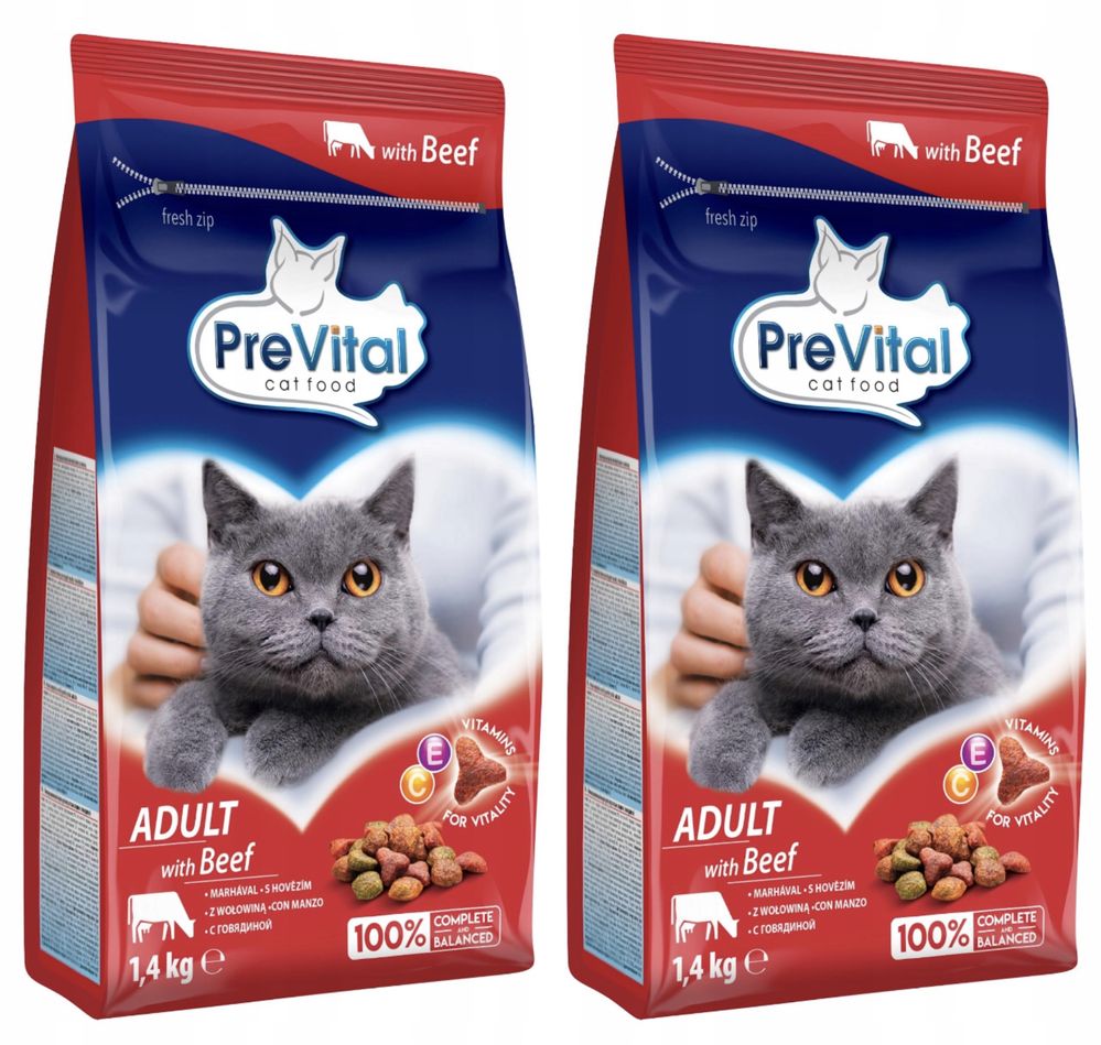 Sucha karma dla kota Prevital wołowina 1,4 kg